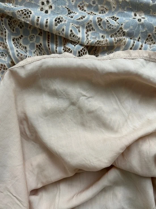 Anthropologie Beige Dress with White Lace Overlay - Picture 4 of 7